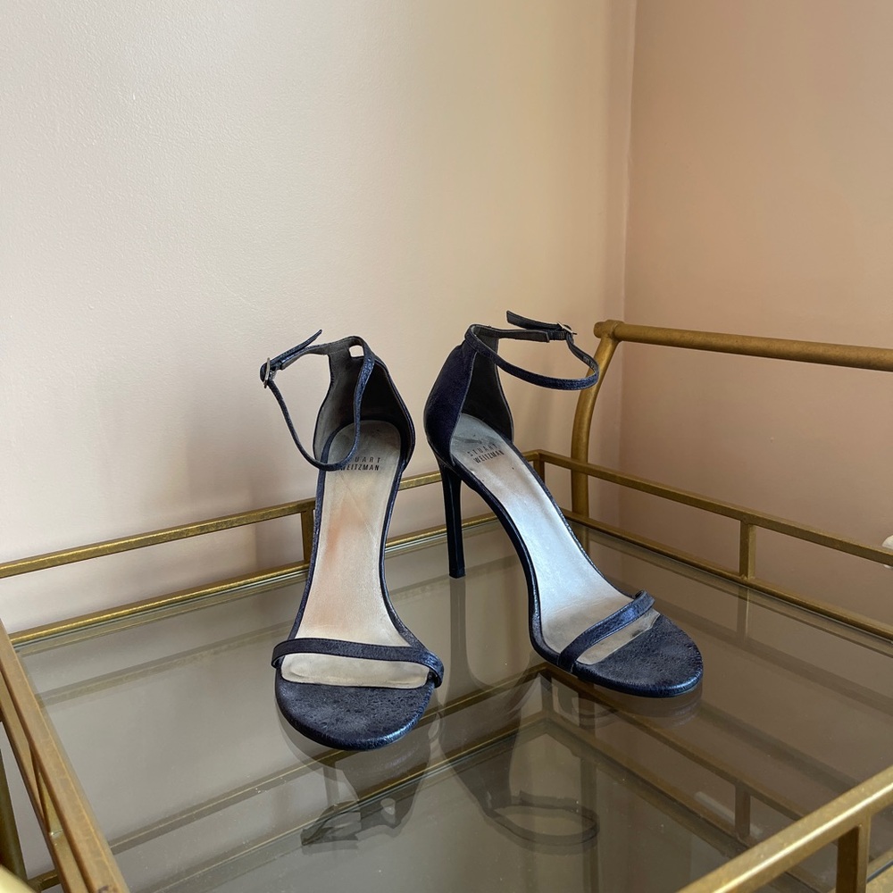 Stuart Weitzman Nudist Dark Blue Strappy Heels